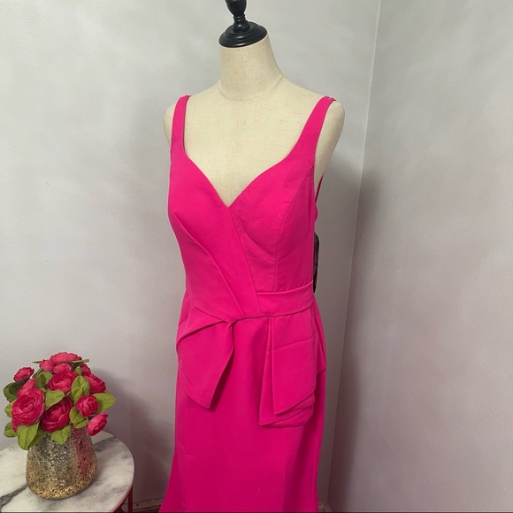 # Basix Black Label Fuchsia Side Hip Peplum Gown New With Tag - Picture 10 of 16